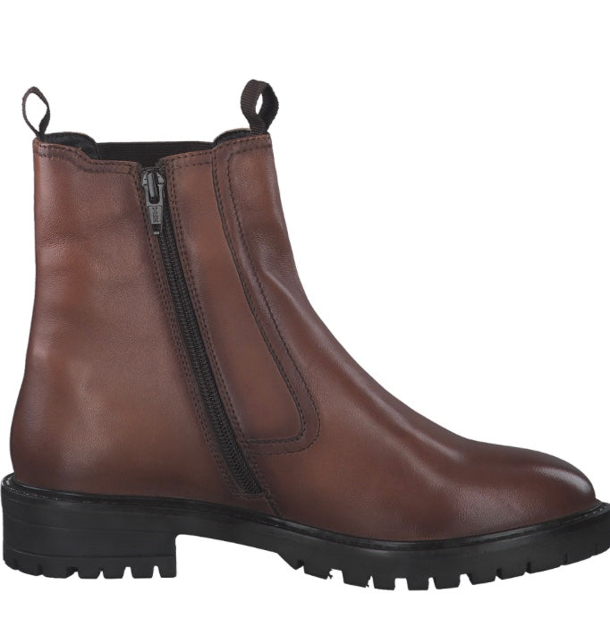 S. Oliver Cognac Leather Chelsea Boot