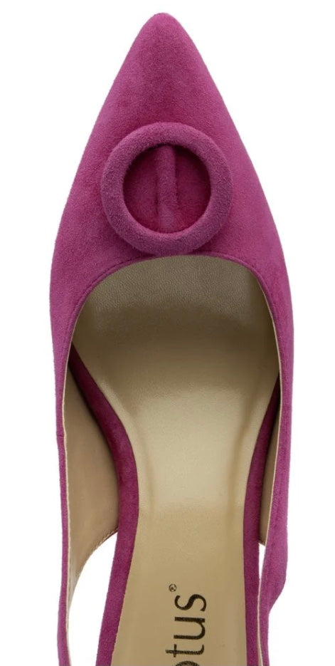 Lotus Delfina Pink Suede Slingback Court Shoe