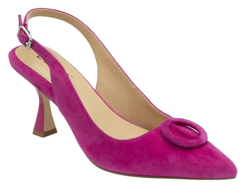 Lotus Delfina Pink Suede Slingback Court Shoe