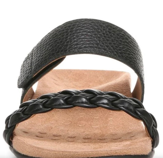 Vionic Jeanne Black / gold Leather Sandal