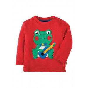 Frugi Little Discovery Applique top Tomato/Frog