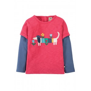 Frugi Tabby Applique Raspberry dog